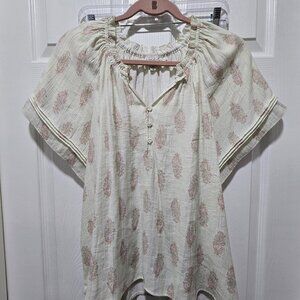 Wonderly Top Blouse Womens Large Floral Cottagecore Feminine